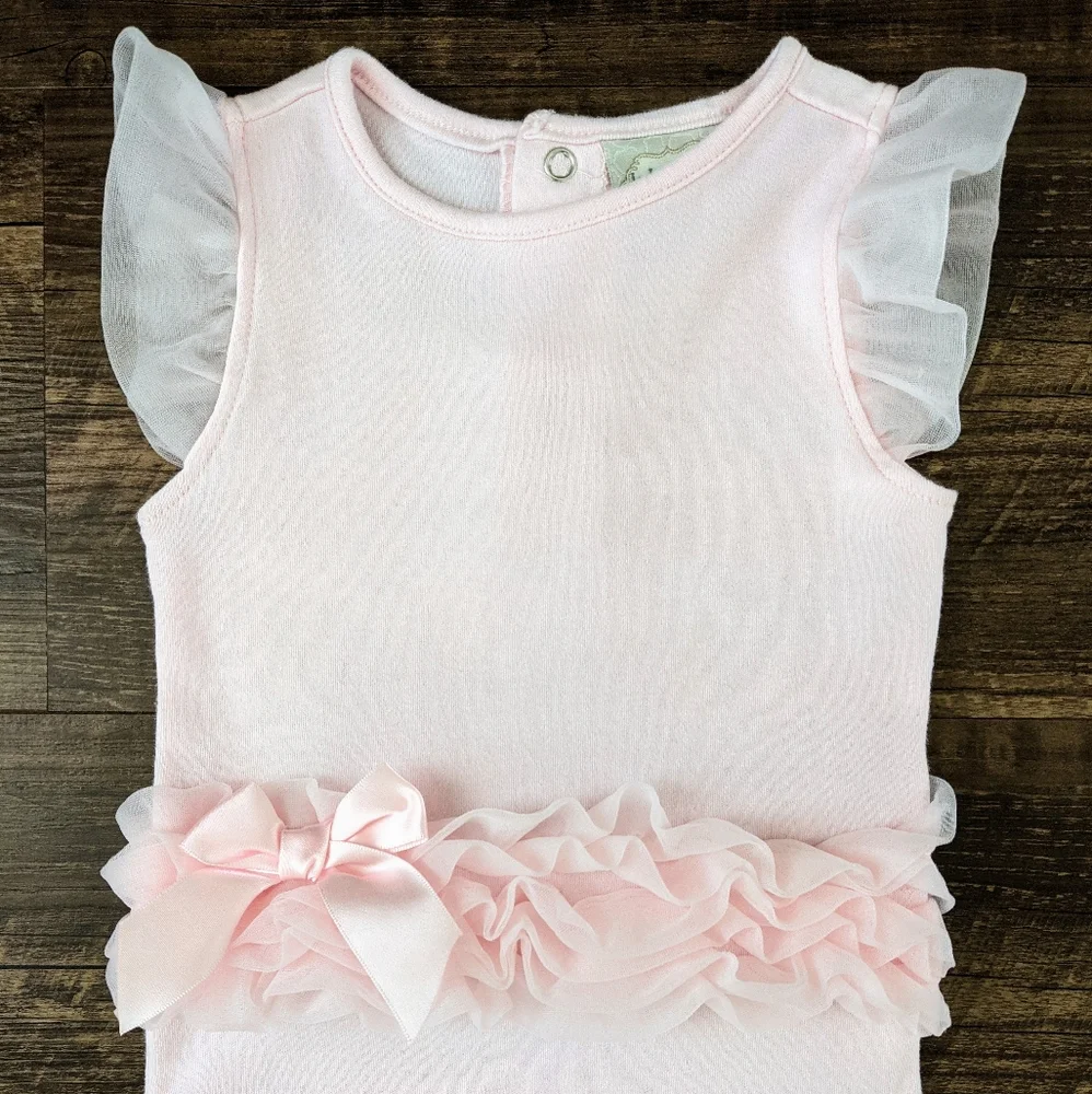 Kyle & Deena Pink Ruffle Bow Bodysuit Onesie